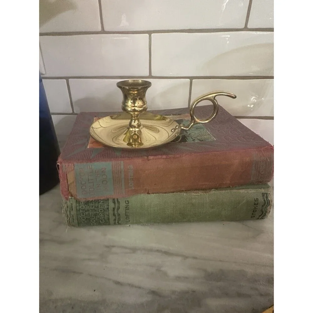 Vintage Solid Brass Chamberstick Candlestick Holder Traditional Home Cottage